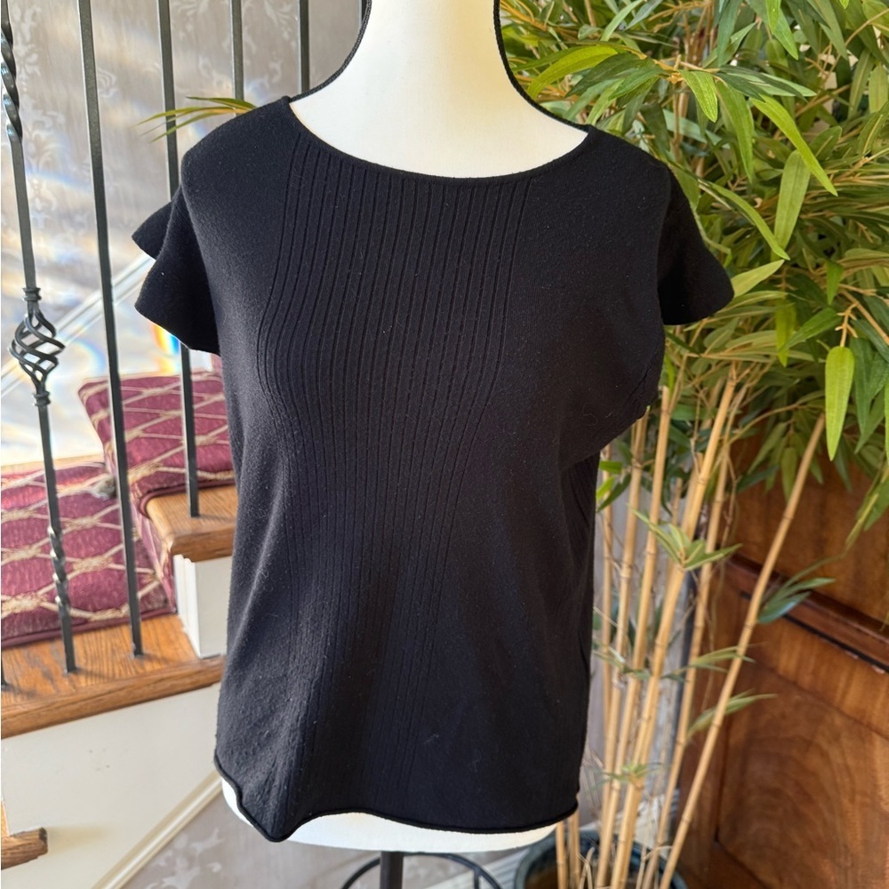 VILA MILANO ladies, large pullover, short sleeve black sweater very good cond - Picture 2 of 12